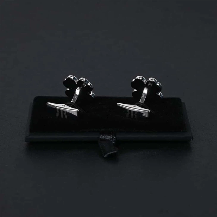 YiLi Silver Red Clover Cufflinks For Special Occasions